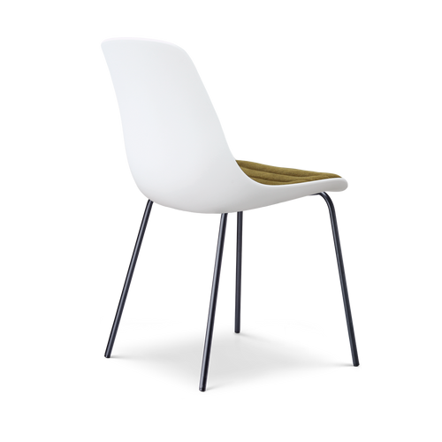 Nolon Nora-Liv eetkamerstoel wit met mosgroen zitkussen - zwart onderstel