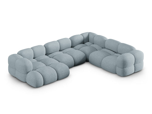 Cosmopolitan Design Panoramische hoekbank rechts Loretto 5-zits, structurele stof pastelblauw - 250x345x68cm