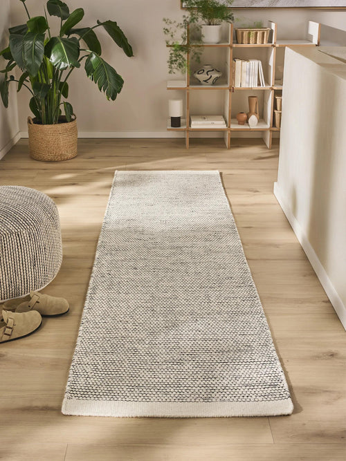 benuta wollen loper Rocco - beige/zwart - 70x200 cm