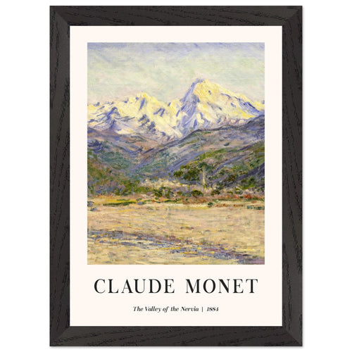Artfulprints Poster met Lijst Claude Monet - The valley of the Nervia   - A4 21x29.7 cm - Bruin