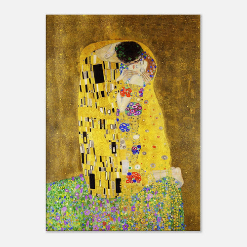 Artfulprints Canvas Gustav Klimt - The kiss canvas - 100x150 cm - Geel