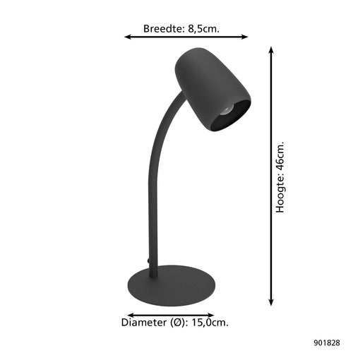 EGLO tafellamp Carlo - 46 cm - zwart