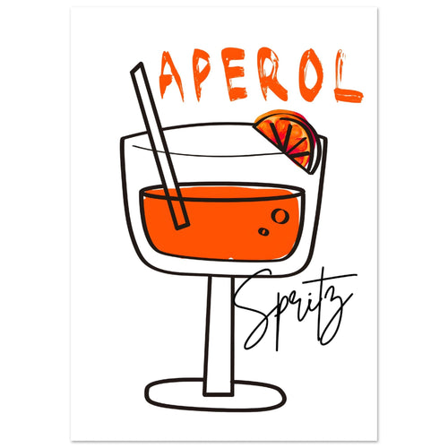 Artfulprints Poster Aperol Spritz - Minimalistic   - A4 21x29.7 cm - Oranje