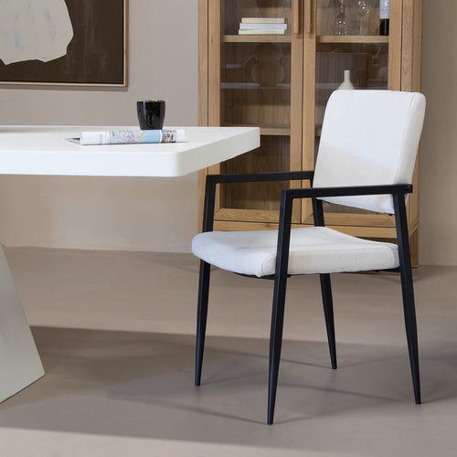 Giga Meubel Eetkamerstoel Elin - Stof - Beige - Set van 2 - vtwonen shop