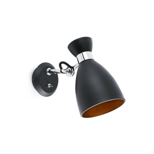 Faro Retro - 1 Light Indoor Verstelbare Wandlamp Zwart, Koper, E14