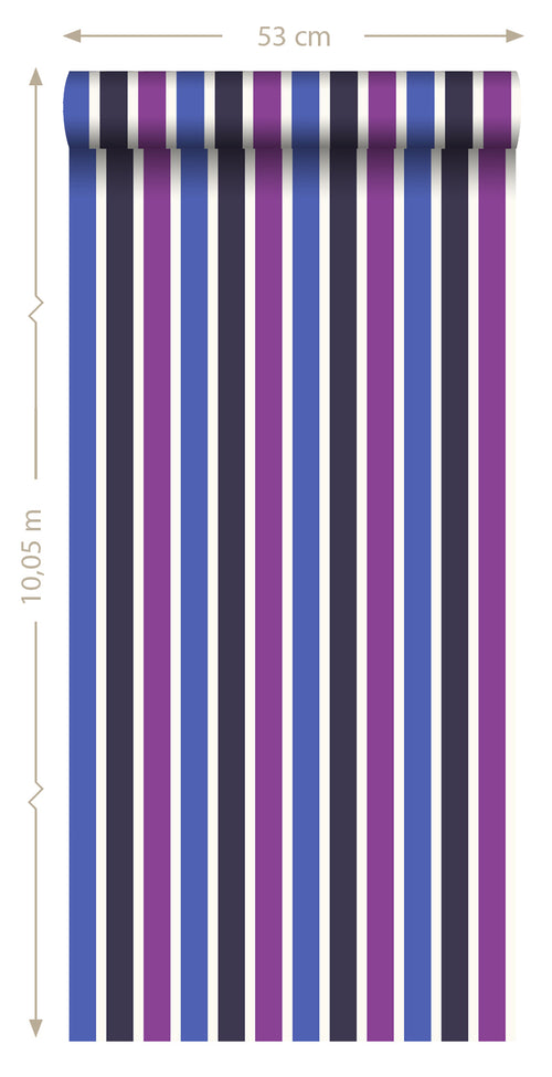 ESTAhome behang strepen blauw en paars - 53 cm x 10.05 m - 116518