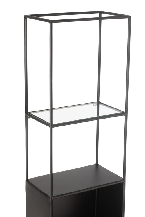 J-Line rek Ricard - metaal/glas - zwart