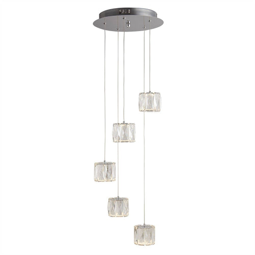 Searchlight Maxim - LED 5 Light Spiral Cluster Hanglamp Chroom Glas