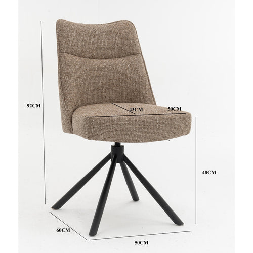 DÉJA Living Eetkamerstoel Meau - Taupe/Zwart - Draaibaar - Set van 2