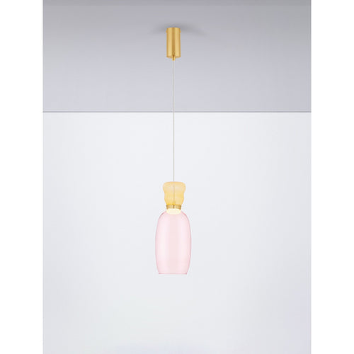 Nova Luce PLUMA Slanke hanglamp voor aan het plafond, glanzend geel, roze, goud, LED 5W 450lm 3000K
