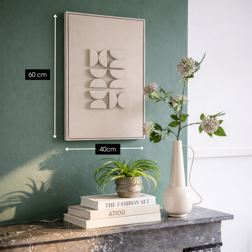 Mica Decorations Wanddecoratie - Wandpaneel Abstracte Kunst 60 x 40 x 3 cm - Woondecoratie voor Woonkamer of Slaapkamer - Lichtgrijs
