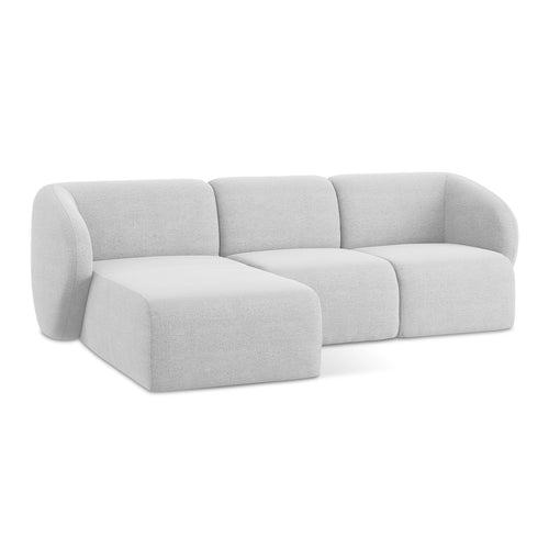 LaMiaSofa hoekbank links Cervo - bouclé - zilver - 248x166x103