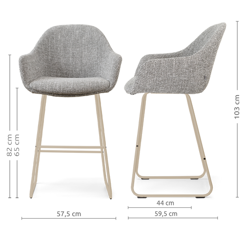 Nolon Nino-Mae barkruk grijs blend - beige onderstel - 65 cm
