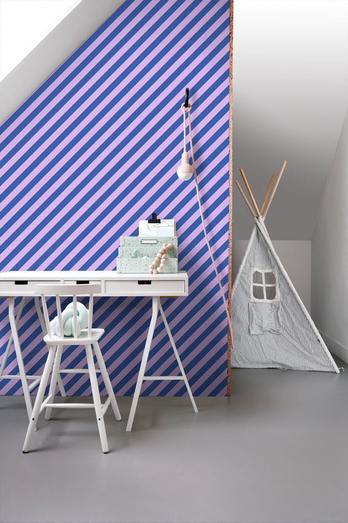 ESTAhome behang strepen lila paars en koningsblauw - 53 cm x 10.05 m - 139957 - vtwonen shop