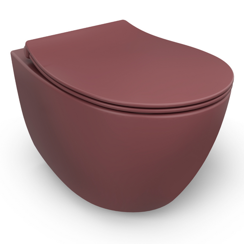 Isvea Wc Toilet Badkamer Hangend Bordeaux Rood Inclusief Softclose Toiletbril - vtwonen shop