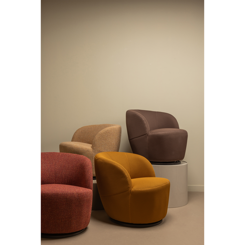 WOOOD draaibare fauteuil Serra - Melange Stof - Curry - 68x70x77