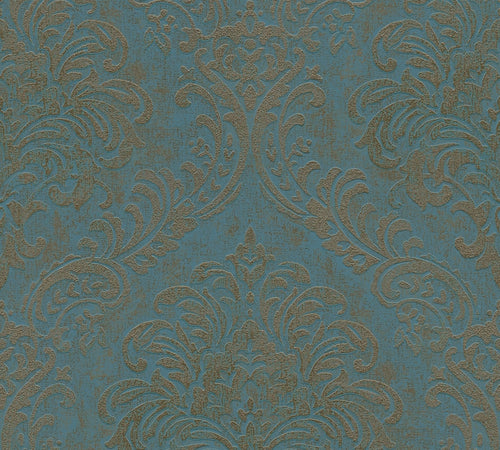 Livingwalls behang ornamenten petrolblauw en goud - 53 cm x 10.05 m - AS-391124 - vtwonen shop