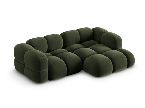 Cosmopolitan Design rechter hoekbank Loretto 3-zits, flueel groente - 147x250x68cm