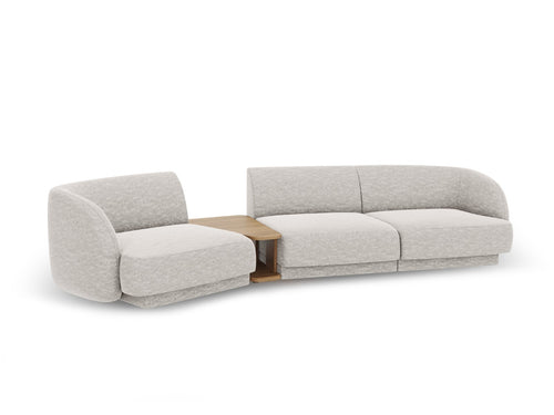 Micadoni linker modulaire bank Miley 3-zits, chenille, lichtgrijs - 126x303x70cm