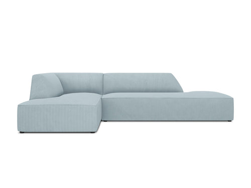 Micadoni linker hoekbank Ruby 4-zits, ribfluwelen, lichtblauw - 180x273x69cm