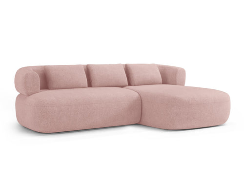 Micadoni rechter hoekbank Jenny 5-zits, boucle poederroze - 145x225x73cm