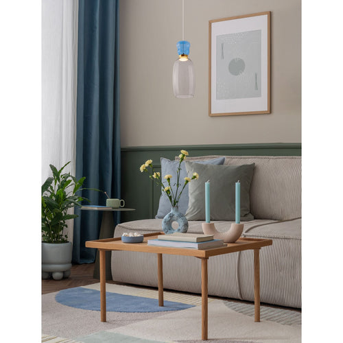 Nova Luce PLUMA Slanke hanglamp voor aan het plafond, glanzend lichtblauw, rookgrijs, goudkleurig, LED 5W 450lm 3000K