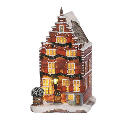 Luville Kerstdorp Miniatuur Grachtenpand - Kerstversiering en Guirlande Details voor een Sfeervolle Decoratie - Kerst Decoratie voor Binnen - L10,5 x
