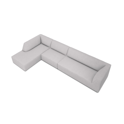 Cosmopolitan Design - Modulaire hoekbank links Siena 5-zits, structurele stof lichtgrijs - 180x366x69cm