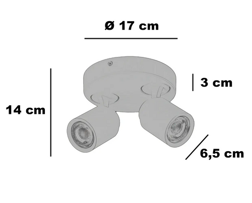 Freelight spot Razza - 2 lichts - 21  x 14   cm - zwart goud