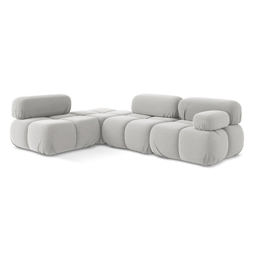 LaMiaSofa hoekbank links Sanremo - velours - zilver - 285x190x70