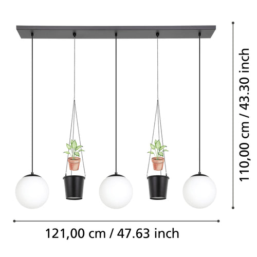 EGLO hanglamp Rondo 3 - e27 - 121 cm - zwart/wit