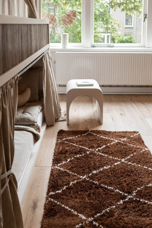 Interieur05 berber vloerkleed Nea- roest/cream - 150 x 80 cm