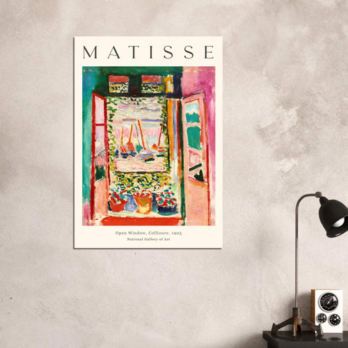 Artfulprints Poster met Lijst Matisse - Open window collioure 1905   - 50x70 cm - Meerkleurig