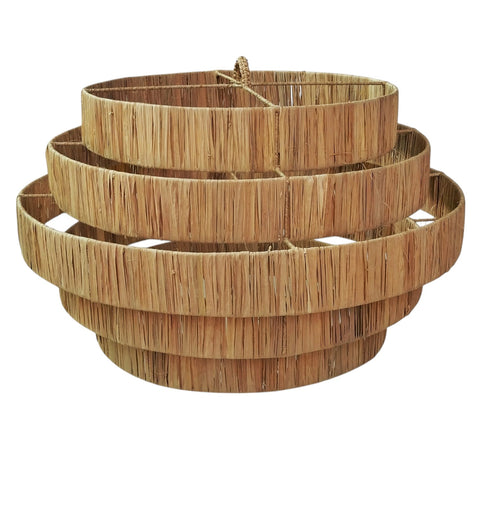 Grote Hanglamp PULAU Ø65 cm – Handgemaakte Plafondlamp van Natuurlijk Raffia – Trapvormige Boho Lamp voor Horeca, Eettafel of Interieur – Sfeervoll... - vtwonen shop