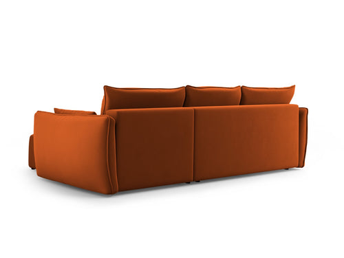 Cosmopolitan Design Uitklapbare hoekbank links met opbergdoos Matera 4-zits, flueel terracotta - 173x253x86cm