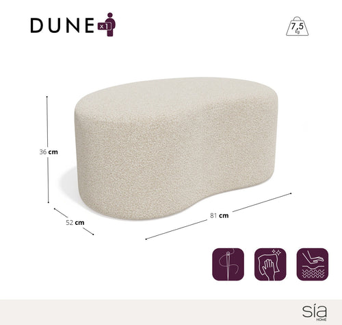 Sia Home - Zitzak 80 cm DUNE -  fluweel crème 80cm