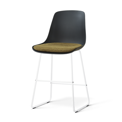 Nolon Nino-Liv barkruk zwart met mosgroen zitkussen - wit onderstel - 65 cm