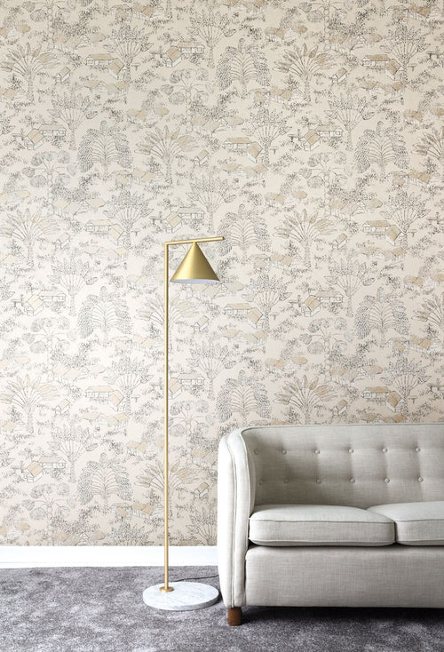 Masureel behang natuurmotief beige - 53 cm x 10.05 m - 630877
