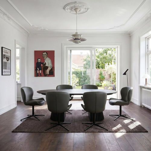 Furnhouse eetkamerstoel Nicklas - Olijfgroen - Leer - Set van 6