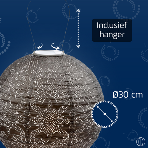 Lumiz solar lampion - marrakesh rond - 30 cm - taupe - vtwonen shop