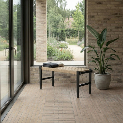 Furnhouse bankje Nobel - Zwart - Papiergaren - 38x110x47