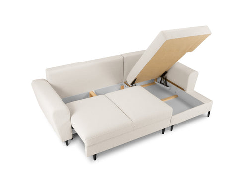 Cosmopolitan Design Converteerbare hoekbank rechts met opbergdoos Kyoto 4-zits, boucle, beige - 145x241x88cm