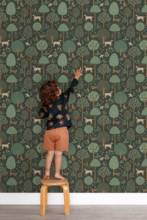 ESTAhome behang honden donkergroen - 50 x 900 cm - 139713 - vtwonen shop