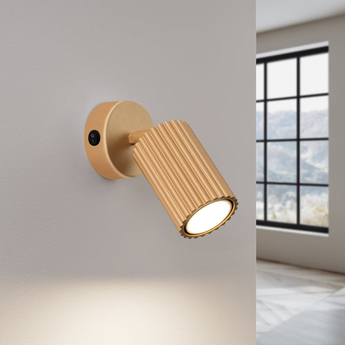 Sollux Lighting Wandlamp KARBON goud met schakelaar - 8x8x16cm