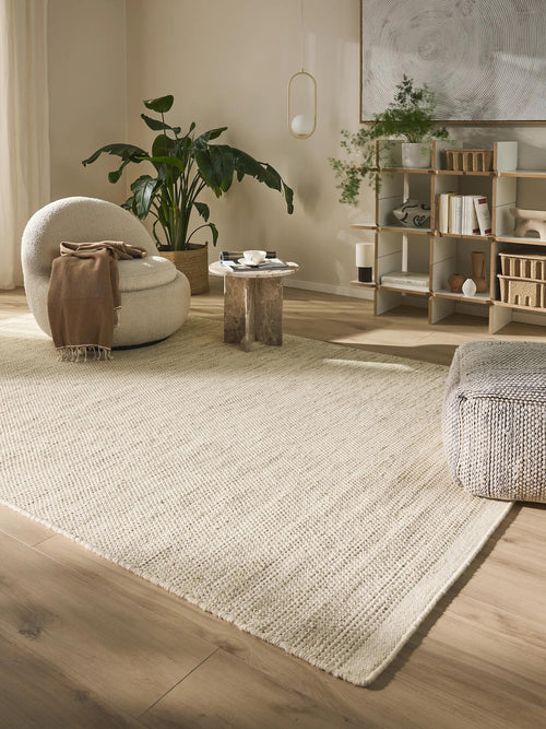 benuta wollen vloerkleed Rocco - crème - 300x400 cm