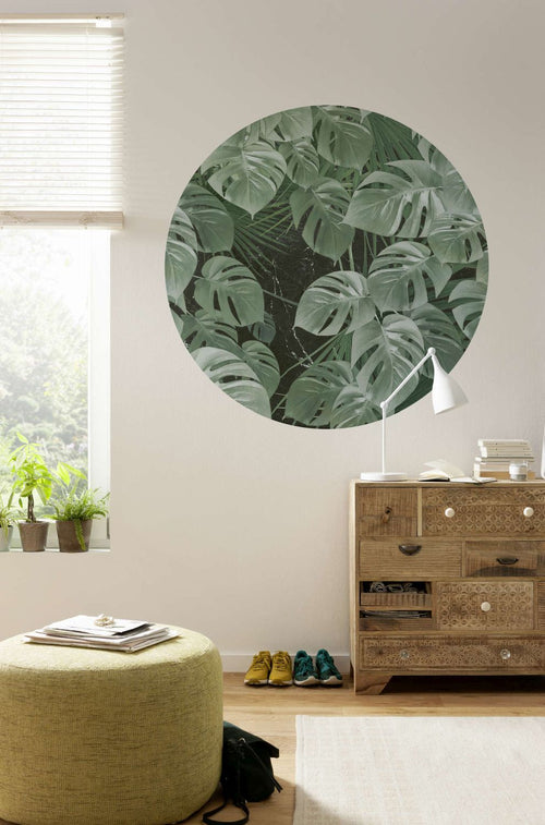 Sanders & Sanders zelfklevende behangcirkel bladeren groen - Ø 125 cm - 611731