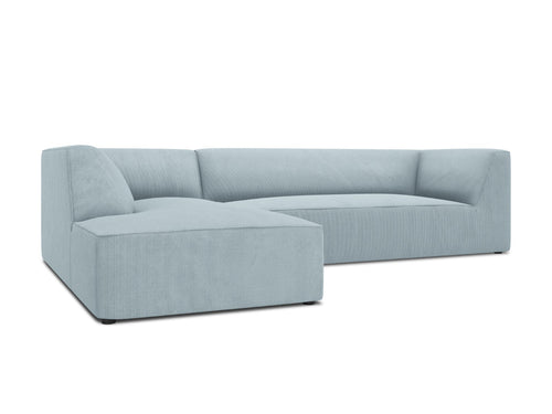 Micadoni linker hoekbank Ruby 4-zits, ribfluwelen, lichtblauw - 180x273x69cm