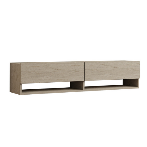 CALICOSY - Hangend tv-meubel met 2 klepdeuren ARGES - Beige - 30x141x31 cm