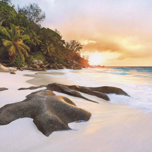 Sanders & Sanders fotobehang strand groen, zandkleurig en blauw - 400 x 250 cm - 612535