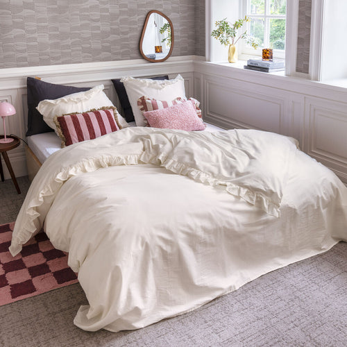 Dindi Home - Dekbedovertrek White Ruffle - 140x220 cm - Off White